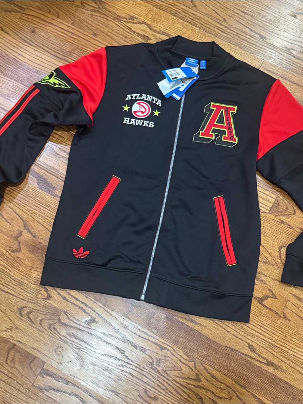 adidas Kids Black & Red Atlanta Hawks Track Jacket